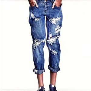 One Teaspoon Awesome Baggies Boyfriend Jeans Distressed Sz 25